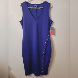 Bold Elements Unique Cut To Curve Studded Royal Blue Dress New With Tag!
